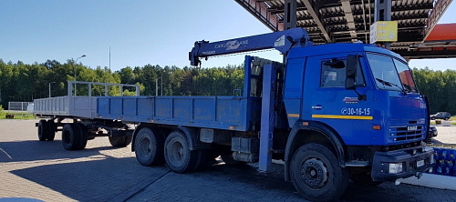 Манипулятор камаз с прицепом 15т, стрела 5т - 12м Манипулятор камаз с прицепом 15т, стрела 5т - 12м